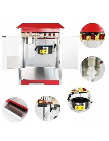 MASZYNA DO POPCORNU XXL Kinowa CZERWONA Pop Corn Amerykański Design + Wózek