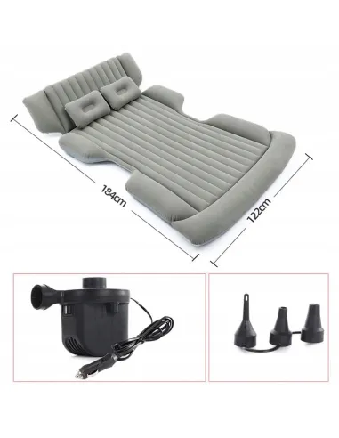 MATERAC Samochodowy XXL 184x122cm do SUV Łóżko Do Auta + POMPKA Szary