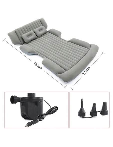 MATERAC Samochodowy XXL 184x122cm do SUV Łóżko Do Auta + POMPKA Szary