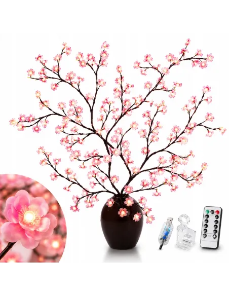 GIRLANDA Lampki LED Sakura Kwiaty Wiśni 2,3m 144 LED USB +PILOT Dekoracja