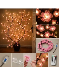 GIRLANDA Lampki LED Sakura Kwiaty Wiśni 2,3m 144 LED USB +PILOT Dekoracja 2