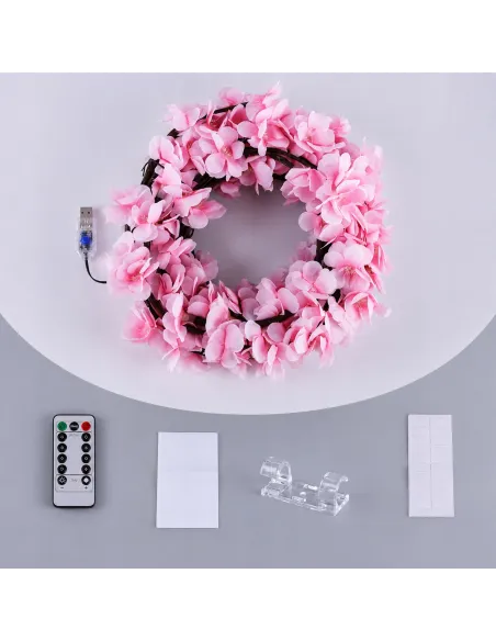 GIRLANDA Lampki LED Sakura Kwiaty Wiśni 2,3m 144 LED USB +PILOT Dekoracja