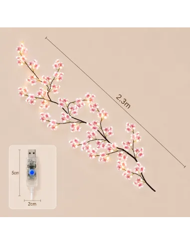 GIRLANDA Lampki LED Sakura Kwiaty Wiśni 2,3m 144 LED USB +PILOT Dekoracja