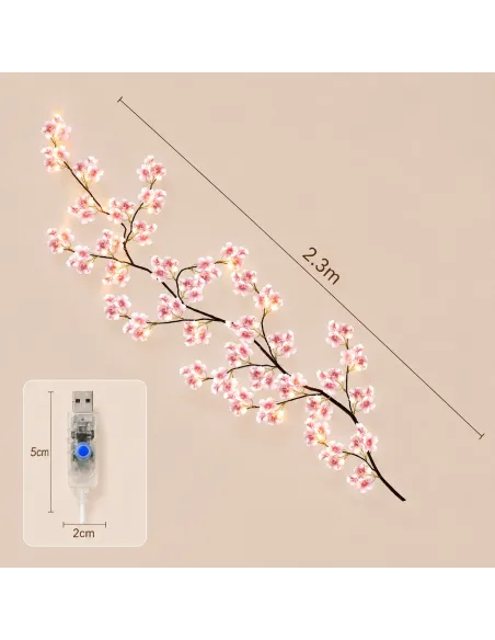 GIRLANDA Lampki LED Sakura Kwiaty Wiśni 2,3m 144 LED USB +PILOT Dekoracja