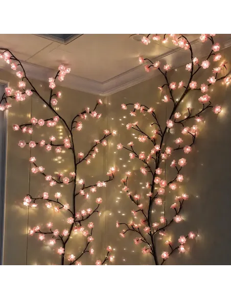 GIRLANDA Lampki LED Sakura Kwiaty Wiśni 2,3m 144 LED USB +PILOT Dekoracja