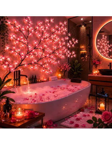 GIRLANDA Lampki LED Sakura Kwiaty Wiśni 2,3m 144 LED USB +PILOT Dekoracja