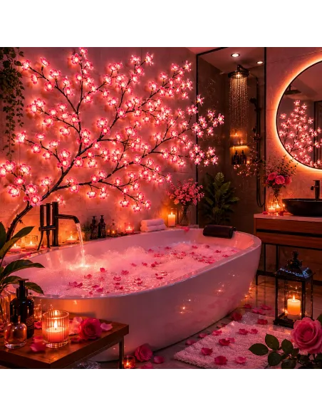 GIRLANDA Lampki LED Sakura Kwiaty Wiśni 2,3m 144 LED USB +PILOT Dekoracja