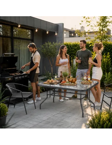 Stolik Stół Ogrodowy Kawowy Szklany Stal Balkon TarasPatio 110x70