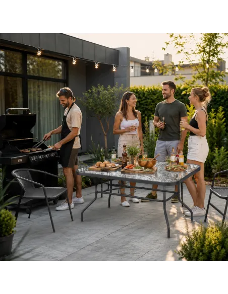 Stolik Stół Ogrodowy Kawowy Szklany Stal Balkon TarasPatio 110x70