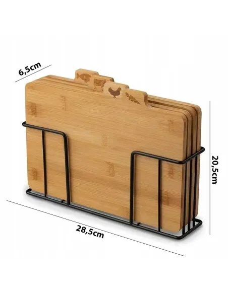 DESKA KUCHENNA BAMBUSOWA DREWNIANA DO KROJENIA ZESTAW DESEK NA STOJAKU