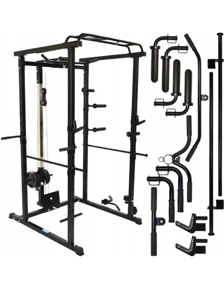 Klatka Treningowa do Ćwiczeń Wielofunkcyjna Power Rack Drążek Wyciąg Atlas