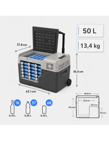Lodówka Kompresorowa Elektryczna Zamrażarka Samochodowa 50l na Kółkach BT