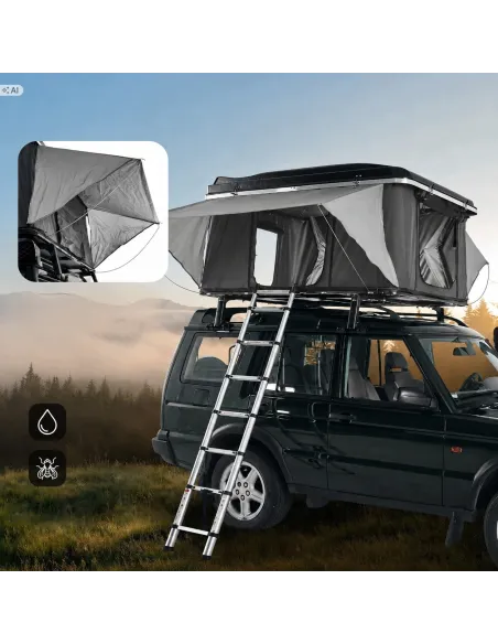 Aluminiowy Namiot Dachowy 215x140cm samochodowy PRIME TECH NEVADA Szary