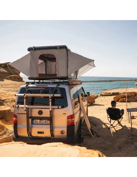 Aluminiowy Namiot Dachowy 200x130cm samochodowy PRIME TECH UTAH Szary