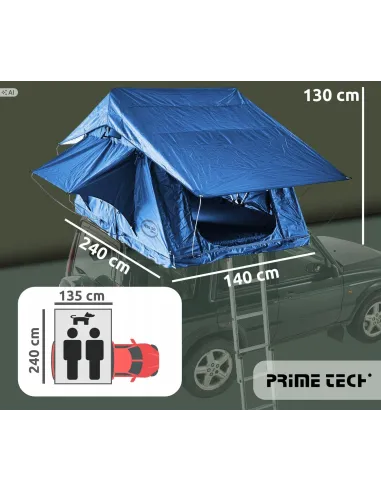 Duży Namiot Dachowy 140×240cm Samochodowy PRIME TECH Soft Shell Niebieski