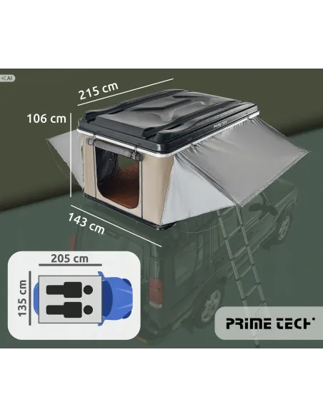 Aluminiowy Namiot Dachowy 215x140cm samochodowy PRIME TECH NEVADA Beżowy