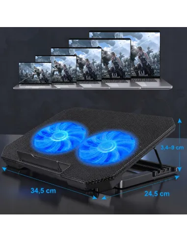 PODSTAWKA PODKŁADKA CHŁODZĄCA LAPTOP 12-17 LED REGULOWANA 2 WENTYLATORY USB