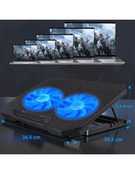 PODSTAWKA PODKŁADKA CHŁODZĄCA LAPTOP 12-17 LED REGULOWANA 2 WENTYLATORY USB