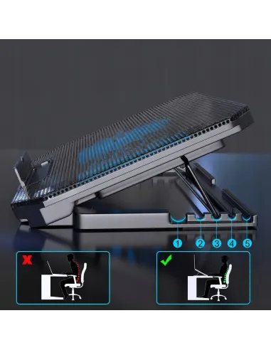 PODSTAWKA PODKŁADKA CHŁODZĄCA LAPTOP 12-17 LED REGULOWANA 2 WENTYLATORY USB