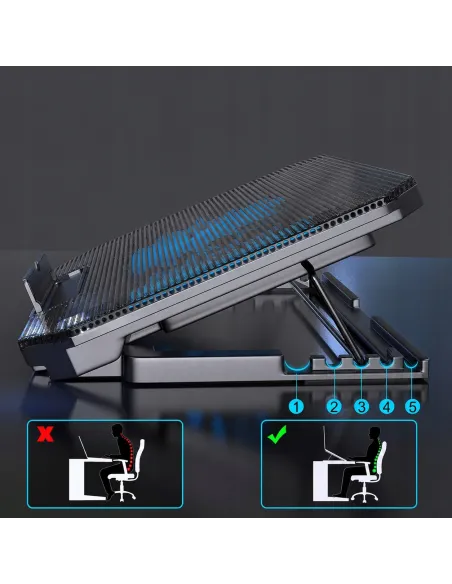 PODSTAWKA PODKŁADKA CHŁODZĄCA LAPTOP 12-17 LED REGULOWANA 2 WENTYLATORY USB