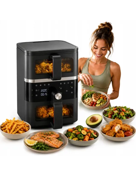 Frytkownica beztłuszczowa Dwukomorowa 10L Air Fryer Comida 2500W 10xprogram
