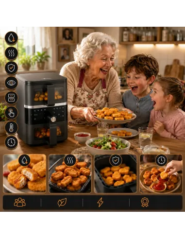 Frytkownica beztłuszczowa Dwukomorowa 10L Air Fryer Comida 2500W 10xprogram