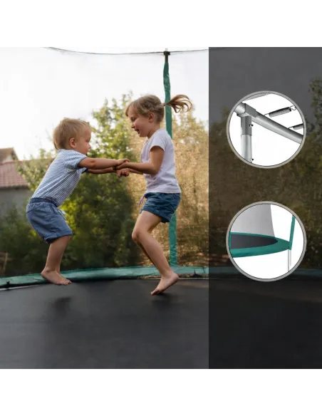 DUŻA TRAMPOLINA OGRODOWA OWALNA 274x396cm z SIATKĄ WEWNĘTRZNĄ
