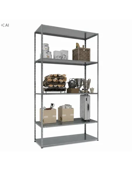 Metalowy Ocynkowany Skręcany regał magazynowy – 5 półkek, 180x90x40cm