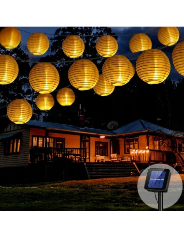 Lampiony Solarne 8M 30 LED Ogród Balkon Taras Party