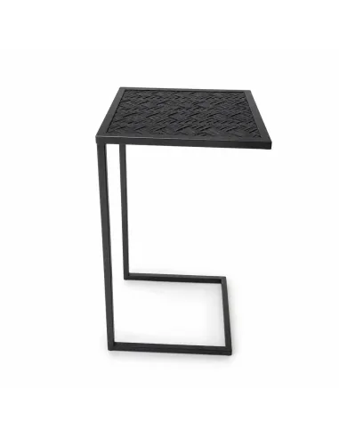 STOLIK POMOCNICZY BOCZNY LOFTOWY CZARNY METALOWY 25x25x55 CM DO SOFY FOTELA