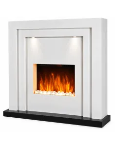 KOMINEK Elektryczny z ogrzewaniem LED Płomień2000W PILOT Timer Biały 113cm