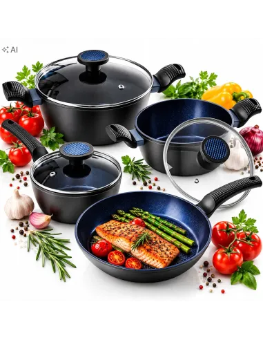 ZESTAW GARNKÓW BRATMAXX 7 EL INDUKCJA PATELNIA POWŁOKA CERAMICZNA