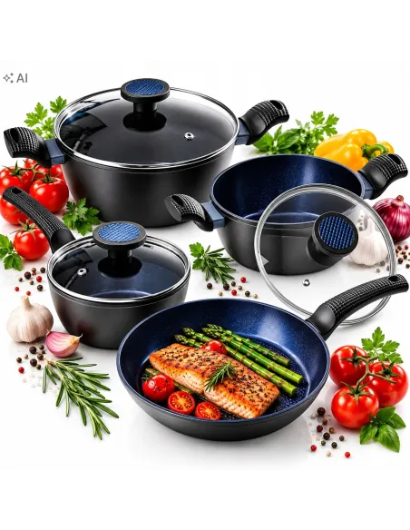 ZESTAW GARNKÓW BRATMAXX 7 EL INDUKCJA PATELNIA POWŁOKA CERAMICZNA