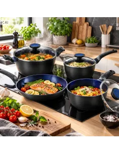 ZESTAW GARNKÓW BRATMAXX 7 EL INDUKCJA PATELNIA POWŁOKA CERAMICZNA 2