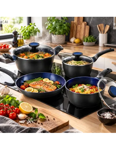 ZESTAW GARNKÓW BRATMAXX 7 EL INDUKCJA PATELNIA POWŁOKA CERAMICZNA
