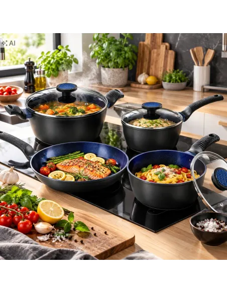 ZESTAW GARNKÓW BRATMAXX 7 EL INDUKCJA PATELNIA POWŁOKA CERAMICZNA