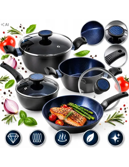 ZESTAW GARNKÓW BRATMAXX 7 EL INDUKCJA PATELNIA POWŁOKA CERAMICZNA