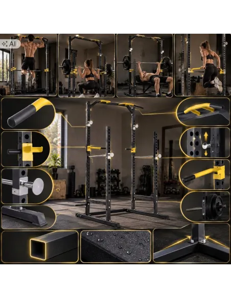 Klatka Treningowa do Ćwiczeń Wielofunkcyjna Power Rack Drążek Poręcze
