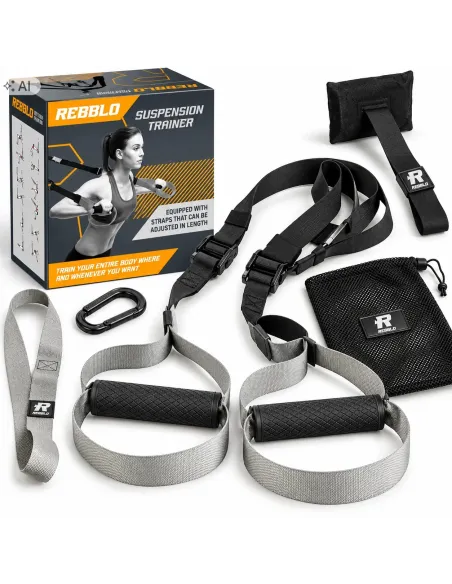 Taśmy Treningowe REBBLO TRX Pasy Podwieszane Trenażer Siłowy Fitness 120 kg