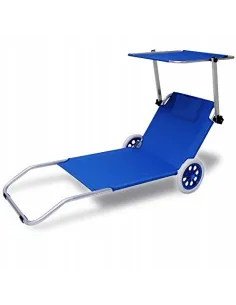 LEŻAK NA KÓŁKACH Z DASZKIEM NA PLAŻĘ WÓZEK PLAŻOWY