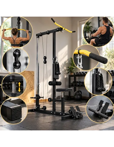 ATLAS DO ĆWICZEŃ WYCIĄG GÓRNY DOLNY 100 KG LAT PULLDOWN DOMOWA SIŁOWNIA