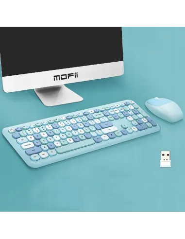 Zestaw Bezprzewodowy Klawiatura + Mysz MOFII 666 BLUE USB 2.4 GHz