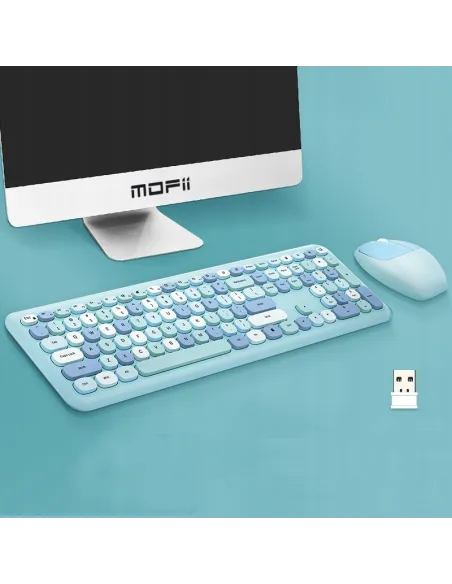 Zestaw Bezprzewodowy Klawiatura + Mysz MOFII 666 BLUE USB 2.4 GHz