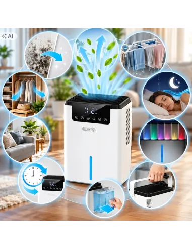 Osuszacz Powietrza Pochłaniacz Wilgoci Elektryczny 25m² 700ml 2,2L Cichy