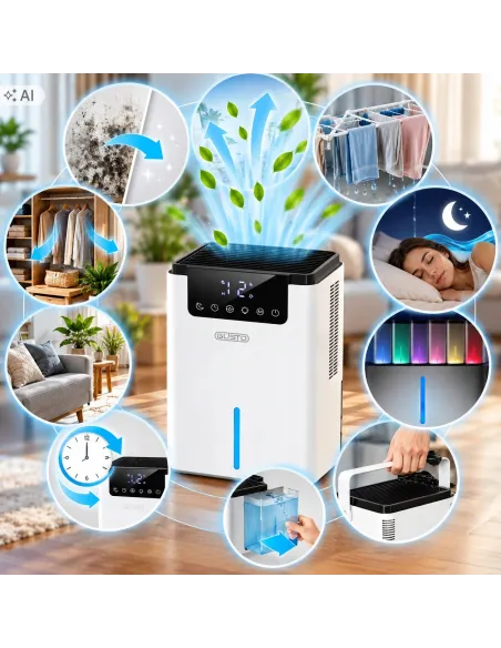 Osuszacz Powietrza Pochłaniacz Wilgoci Elektryczny 25m² 700ml 2,2L Cichy