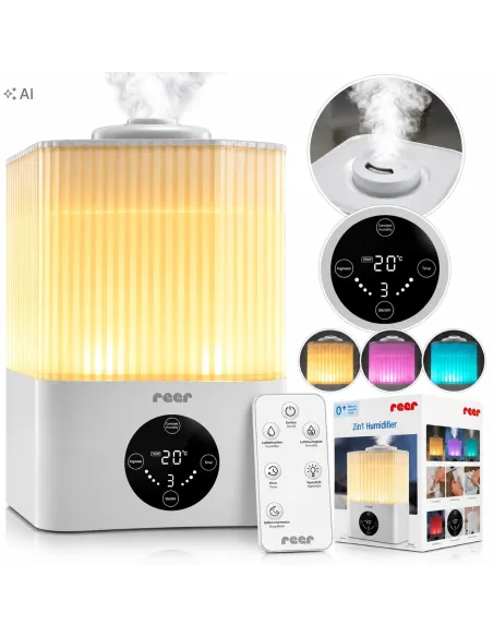 Nawilżacz Powietrza REER 5,5L ULTRADŹWIĘKOWY 2w1 Higrometr PILOT LED 30m2