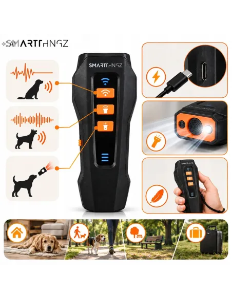 Odstraszacz Psów ULTRADZWIĘKOWY Antyszczekowy TRENER Psa 3w1 SMART THINGZ