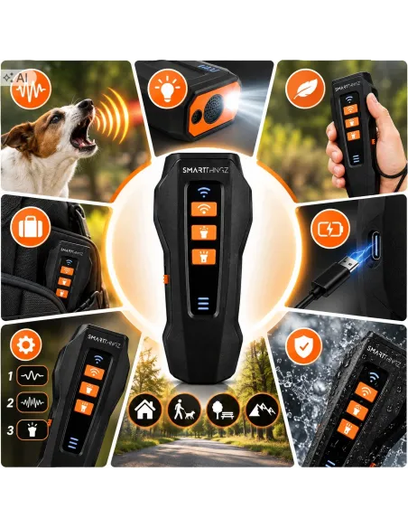 Odstraszacz Psów ULTRADZWIĘKOWY Antyszczekowy TRENER Psa 3w1 SMART THINGZ