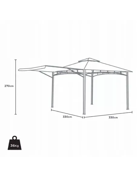 ELEGANCKI PAWILON NAMIOT OGRODOWY ALTANA z OTWIERANĄ MARKIZĄ 3,3x3,3m