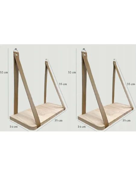 2x Półka Wisząca Drewniana LOFT Rustykalne INDUSTRIALNE